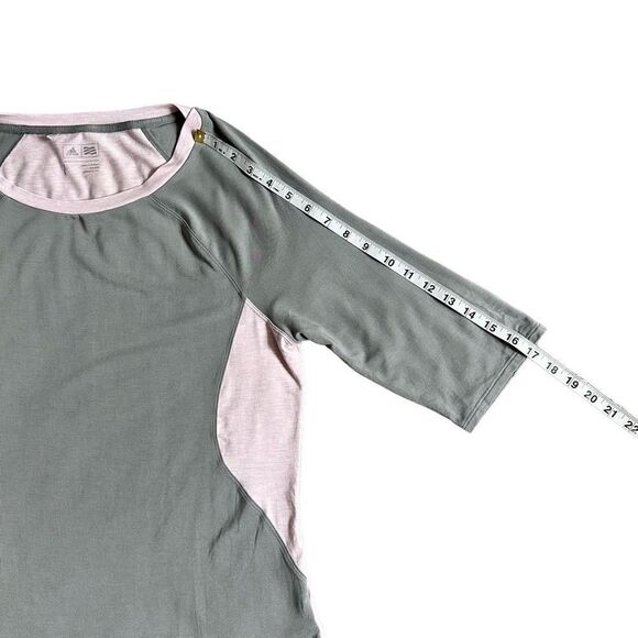 Adidas Colorblock Modal Stretch 1/2 Sleeve Casual T-Shirt Pink & Gray Size Large - Picture 10 of 11